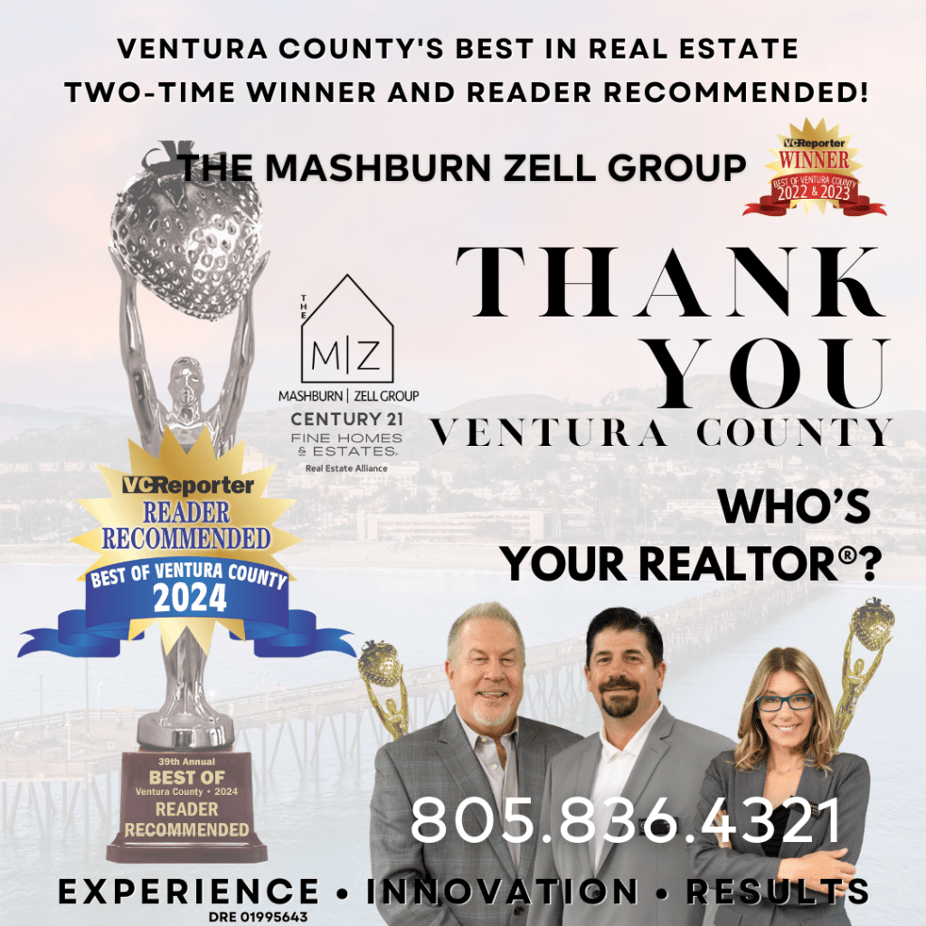 An social media post thanking Ventura County for voting The Mashburn Zell Group Reader Recommended, VC Reporter.